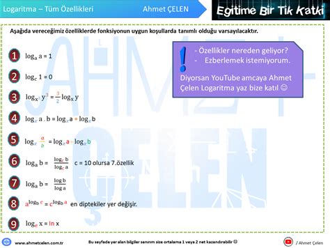 Logaritma özellikleri